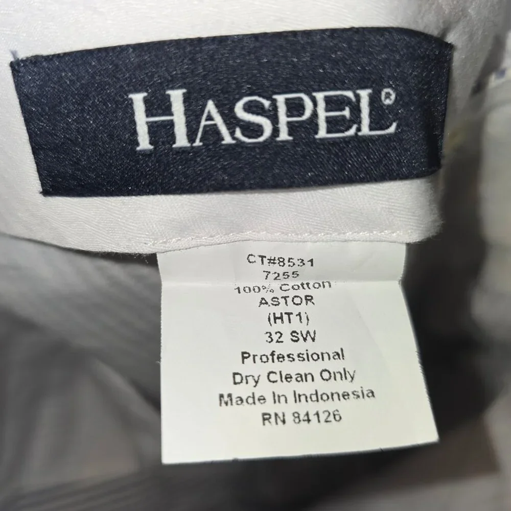 Haspel Astor Mens 100% Cotton Seersucker White & Blue Dress Pants Sz 32x30 - Picture 7 of 7